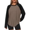 imageATHMILE Women Oversized Long Sleeve Shirt 2026 Fall Winter Casual Basics Top Loose Fit Tee Fashion Cute ClothesMocha Black