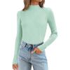 imageATHMILE Womens 2026 Fall Long Sleeve Pullover Ribbed Knit Sweater Low Mock Neck Slim Fit Basic Casual Tee TopsMint Green