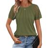 imageATHMILE Womens Blouses Short Sleeve Tops Spring Summer Fall Work Dressy Casual Business Date Outfits Lace Shirts 2026Armygreen