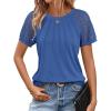 imageATHMILE Womens Blouses Short Sleeve Tops Spring Summer Fall Work Dressy Casual Business Date Outfits Lace Shirts 2026Blue