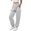 imageATHMILE Womens Cargo Sweatpants Oversized Fleece Joggers Fall Fashion Outfits Y2k Clothes 2026 with PocketsGray