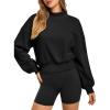 imageATHMILE Womens Cropped Sweatshirts Oversized Turtleneck Long Sleeve Tops 2026 Spring Winter Loose Pullover Teen Girls ClothesBlack