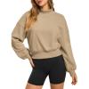 imageATHMILE Womens Cropped Sweatshirts Oversized Turtleneck Long Sleeve Tops 2026 Spring Winter Loose Pullover Teen Girls ClothesCoffeegrey