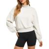 imageATHMILE Womens Cropped Sweatshirts Oversized Turtleneck Long Sleeve Tops 2026 Spring Winter Loose Pullover Teen Girls ClothesWhite