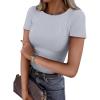 imageATHMILE Womens Long Sleeve CrewneckV Neck Ribbed Tops Fall Fitted Stretch Casual Basic T Shirts 2026Blight Blue