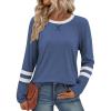 imageATHMILE Womens Long Sleeve Shirts Color Block Casual Crewneck Tops Tshirt Basic Tee Fall Fashion Clothes Trendy Outfits 2026Blue