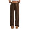 imageATHMILE Womens Sweatpants Wide Leg Barrel Pants Baggy Joggers Low Waist Fall Fashion Winter Clothing Pockets 2026Coffee