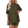 imageATHMILE Womens Two Piece Short Lounge Sets Spring Summer Casual Oversized Shirts Airport Travel Outfit Beach Vacation 2026Army Green