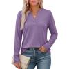 imageATHMILE Womens V Neck 34 Sleeve T Shirts Spring Summer Tops Tunic Casual Tees Henley Beach Vacation Basic Fashion ClothesLonglavender
