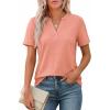 imageATHMILE Womens V Neck 34 Sleeve T Shirts Spring Summer Tops Tunic Casual Tees Henley Beach Vacation Basic Fashion ClothesShortcoral Pink
