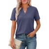 imageATHMILE Womens V Neck 34 Sleeve T Shirts Spring Summer Tops Tunic Casual Tees Henley Beach Vacation Basic Fashion ClothesShortnavy Blue