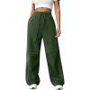 imageATHMILE Womens Wide Leg Sweatpants Baggy Y2K Cargo Pants Drawstring Waist Lounge Joggers Trendy Knee Pleated SweatsGreen