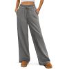 imageATHMILE Womens Wide Leg Sweatpants Double Waisted Baggy Sweat Pants with Pockets Fashion Casual Gym Fall Winter ClothesDark Grey