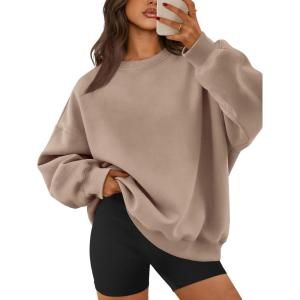 imageATHMILE Oversized Sweatshirt for Women Crewneck Fleece Long Sleeve Pullover Hoodies Tops Fall Fashion Outfits ClothesCoffeegrey