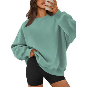 imageATHMILE Oversized Sweatshirt for Women Crewneck Fleece Long Sleeve Pullover Hoodies Tops Fall Fashion Outfits ClothesGreen02