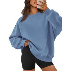 imageATHMILE Oversized Sweatshirt for Women Crewneck Fleece Long Sleeve Pullover Hoodies Tops Fall Fashion Outfits ClothesGreyblue