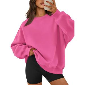 imageATHMILE Oversized Sweatshirt for Women Crewneck Fleece Long Sleeve Pullover Hoodies Tops Fall Fashion Outfits ClothesHot Pink