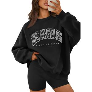 imageATHMILE Oversized Sweatshirt for Women Crewneck Fleece Long Sleeve Pullover Hoodies Tops Fall Fashion Outfits ClothesLablack