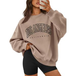 imageATHMILE Oversized Sweatshirt for Women Crewneck Fleece Long Sleeve Pullover Hoodies Tops Fall Fashion Outfits ClothesLacoffeegrey
