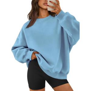 imageATHMILE Oversized Sweatshirt for Women Crewneck Fleece Long Sleeve Pullover Hoodies Tops Fall Fashion Outfits ClothesLightblue