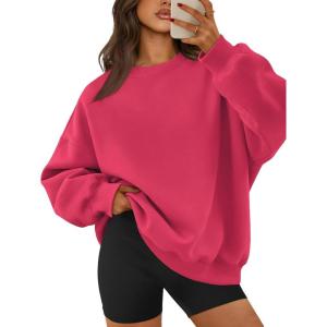 imageATHMILE Oversized Sweatshirt for Women Crewneck Fleece Long Sleeve Pullover Hoodies Tops Fall Fashion Outfits ClothesPeachy