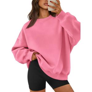 imageATHMILE Oversized Sweatshirt for Women Crewneck Fleece Long Sleeve Pullover Hoodies Tops Fall Fashion Outfits ClothesPink