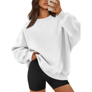 imageATHMILE Oversized Sweatshirt for Women Crewneck Fleece Long Sleeve Pullover Hoodies Tops Fall Fashion Outfits ClothesWhite