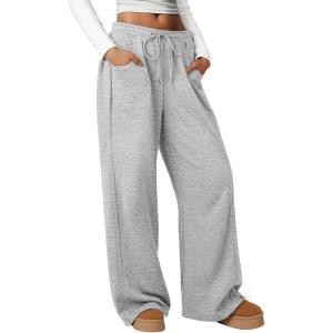 imageATHMILE Sweatpants Women 2026 Wide Leg Sweatpants Baggy Straight Leg Pants Fashion Teen Girl Drawstring Athletic JoggersGrey