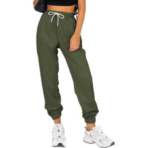 imageATHMILE Sweatpants Women Fall Fashion 2026 Baggy Joggers Workout Lounge Lightweight Comfy High Waisted Athletic Sweat PantsArmygreen