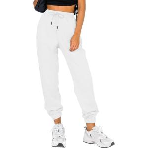 imageATHMILE Sweatpants Women Fall Fashion 2026 Baggy Joggers Workout Lounge Lightweight Comfy High Waisted Athletic Sweat PantsWhite