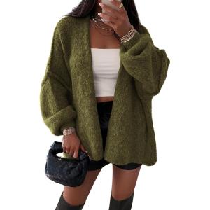imageATHMILE Womens Fall Oversized Cardigan Sweaters Long Lantern Sleeve Knit Open Front Lightweight Winter Fashion Clothes 2026Army Green