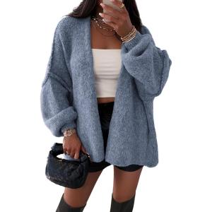 imageATHMILE Womens Fall Oversized Cardigan Sweaters Long Lantern Sleeve Knit Open Front Lightweight Winter Fashion Clothes 2026Haze Blue