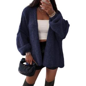 imageATHMILE Womens Fall Oversized Cardigan Sweaters Long Lantern Sleeve Knit Open Front Lightweight Winter Fashion Clothes 2026Navy Blue