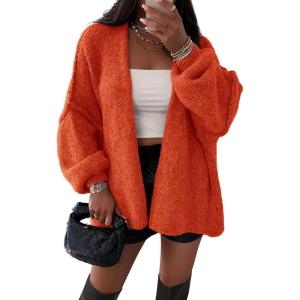 imageATHMILE Womens Fall Oversized Cardigan Sweaters Long Lantern Sleeve Knit Open Front Lightweight Winter Fashion Clothes 2026Orange