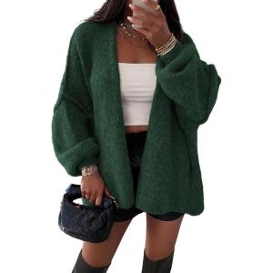 imageATHMILE Womens Fall Oversized Cardigan Sweaters Long Lantern Sleeve Knit Open Front Lightweight Winter Fashion Clothes 2026Spinach Green