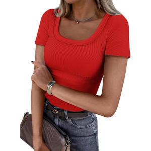 imageATHMILE Womens Scoop Neck Long Sleeve Tops Fashion Ribbed Knit Shirts Slim Fitted Casual Basic Tee T Shirt for Women 2026Cred