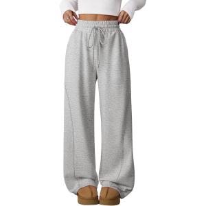 imageATHMILE Womens Sweatpants Wide Leg Baggy High Waist Y2K Pants Fall Winter Spring Joggers Clothes with PocketsGrey