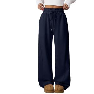 imageATHMILE Womens Sweatpants Wide Leg Baggy High Waist Y2K Pants Fall Winter Spring Joggers Clothes with PocketsNavy Blue