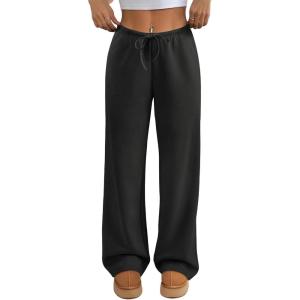 imageATHMILE Womens Sweatpants Wide Leg Barrel Pants Baggy Joggers Low Waist Fall Fashion Winter Clothing Pockets 2026Black