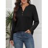 imageATHMILE Long Sleeve Shirts for Women 2026 Fall Outfits Henley Dressy Casual Tops Trendy Blouses Cute TShirts Fashion ClothesBlack