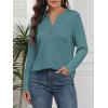 imageATHMILE Long Sleeve Shirts for Women 2026 Fall Outfits Henley Dressy Casual Tops Trendy Blouses Cute TShirts Fashion ClothesBlue Green