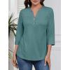 imageATHMILE Long Sleeve Shirts for Women 2026 Fall Outfits Henley Dressy Casual Tops Trendy Blouses Cute TShirts Fashion ClothesHalfblue Green