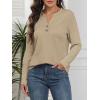 imageATHMILE Long Sleeve Shirts for Women 2026 Fall Outfits Henley Dressy Casual Tops Trendy Blouses Cute TShirts Fashion ClothesKhaki