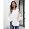 imageATHMILE Long Sleeve Shirts for Women Fall Outfit 2026 Fashion Casual T Shirt Round Neck Basic Loose Tunic TopsWhite