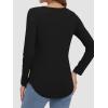 imageATHMILE Womens 2026 Fall Long Sleeve Shirts Basic Apparel Shirts Trendy V Neck Tshirt for Women Curved Hem TopsBlack