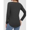 imageATHMILE Womens 2026 Fall Long Sleeve Shirts Basic Apparel Shirts Trendy V Neck Tshirt for Women Curved Hem TopsBlack Grey