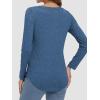 imageATHMILE Womens 2026 Fall Long Sleeve Shirts Basic Apparel Shirts Trendy V Neck Tshirt for Women Curved Hem TopsBlue