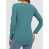 imageATHMILE Womens 2026 Fall Long Sleeve Shirts Basic Apparel Shirts Trendy V Neck Tshirt for Women Curved Hem TopsBlue Green