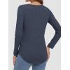 imageATHMILE Womens 2026 Fall Long Sleeve Shirts Basic Apparel Shirts Trendy V Neck Tshirt for Women Curved Hem TopsDark Blue