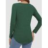 imageATHMILE Womens 2026 Fall Long Sleeve Shirts Basic Apparel Shirts Trendy V Neck Tshirt for Women Curved Hem TopsDark Green